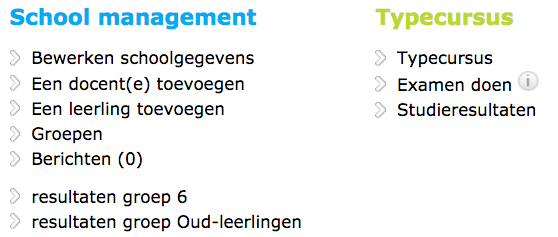 TICKEN Leerkracht menu